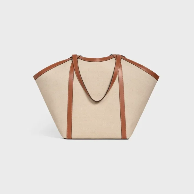 Bolso Cabas grande de tejido con bordado de ancla y piel de becerro