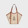 Bolso Cabas grande de tejido con bordado de ancla y piel de becerro