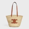 Bolso CELINE Classic Panier mediano en hojas de palma y piel de becerro