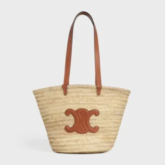 Bolso CELINE Classic Panier mediano en hojas de palma y piel de becerro