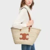 Bolso CELINE Classic Panier mediano en hojas de palma y piel de becerro