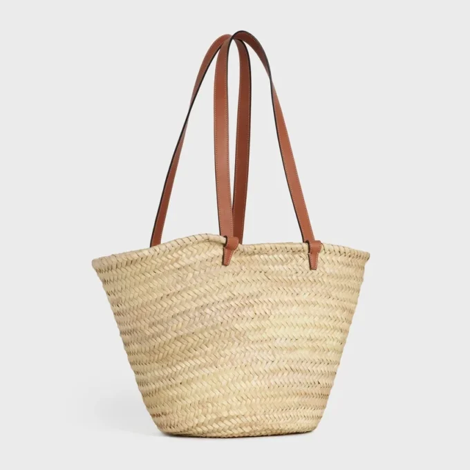Bolso CELINE Classic Panier mediano en hojas de palma y piel de becerro