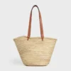 Bolso CELINE Classic Panier mediano en hojas de palma y piel de becerro