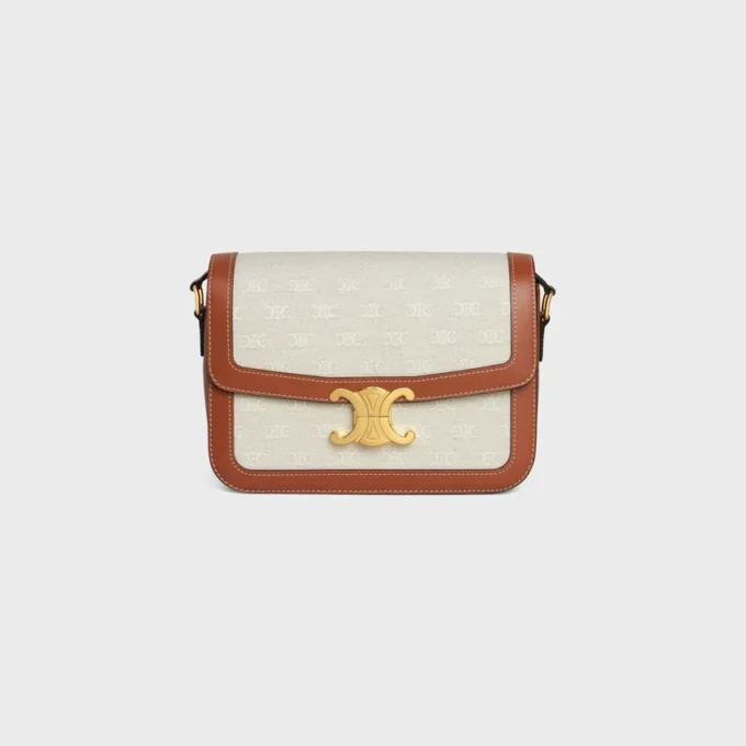 Bolso Classique Triomphe en tejido con estampado Triomphe integral y piel de becerro Bolso Classique Triomphe en tejido con estampado Triomphe integral y piel de becerro