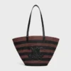 Bolso Couffin CELINE Classic Panier en rafia rayada y piel de becerro Bolso Couffin CELINE Classic Panier en rafia rayada y piel de becerro