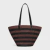 Bolso Couffin CELINE Classic Panier en rafia rayada y piel de becerro Bolso Couffin CELINE Classic Panier en rafia rayada y piel de becerro