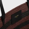 Bolso Couffin CELINE Classic Panier en rafia rayada y piel de becerro Bolso Couffin CELINE Classic Panier en rafia rayada y piel de becerro