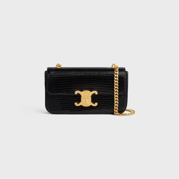 Bolso de hombro con cadena Claude en lagarto Bolso de hombro con cadena Claude en lagarto