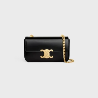 Bolso de hombro con cadena Claude en piel de becerro brillante