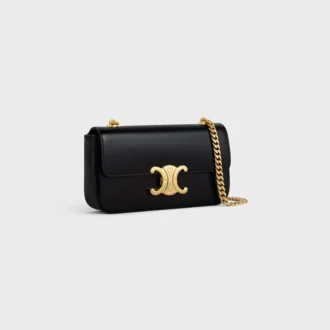 Bolso de hombro con cadena Claude en piel de becerro brillante