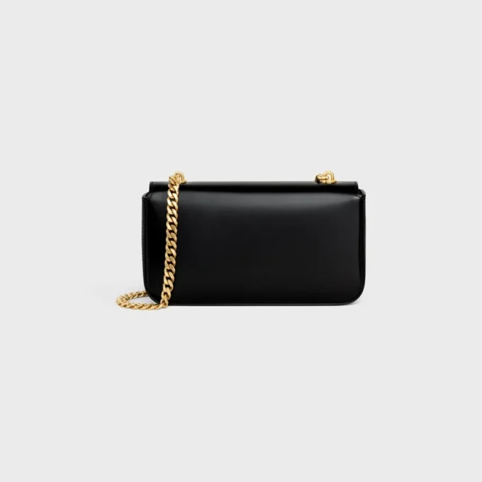 Bolso de hombro con cadena Claude en piel de becerro brillante