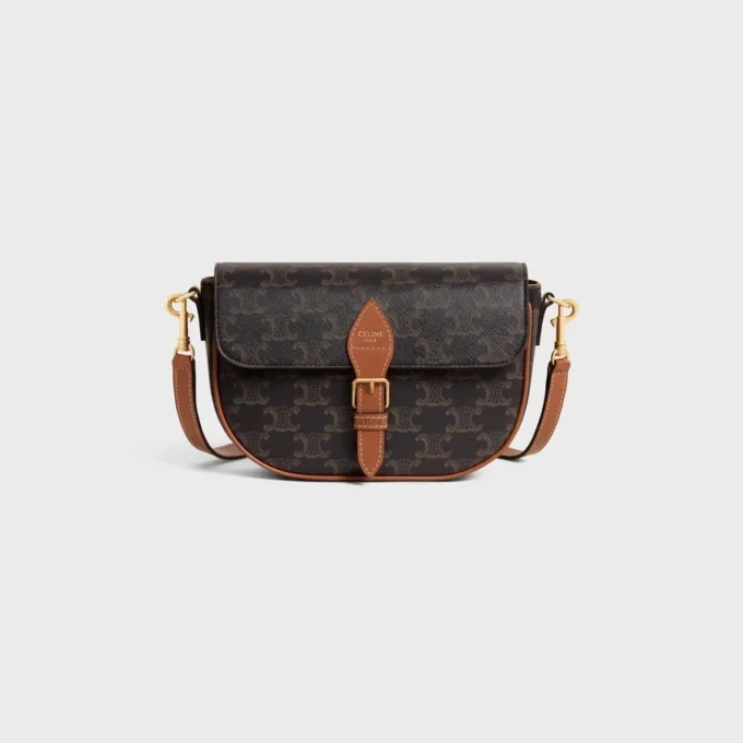 Bolso de hombro Folco en Triomphe Canvas y piel de becerro Bolso de hombro Folco en Triomphe Canvas y piel de becerro