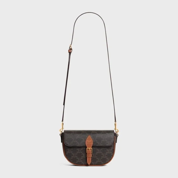 Bolso de hombro Folco en Triomphe Canvas y piel de becerro Bolso de hombro Folco en Triomphe Canvas y piel de becerro