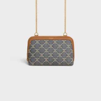Bolso de mano con cadena en jacquard Triomphe integral