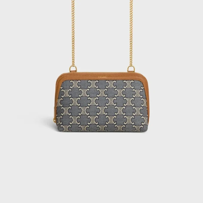 Bolso de mano con cadena en jacquard Triomphe integral Bolso de mano con cadena en jacquard Triomphe integral