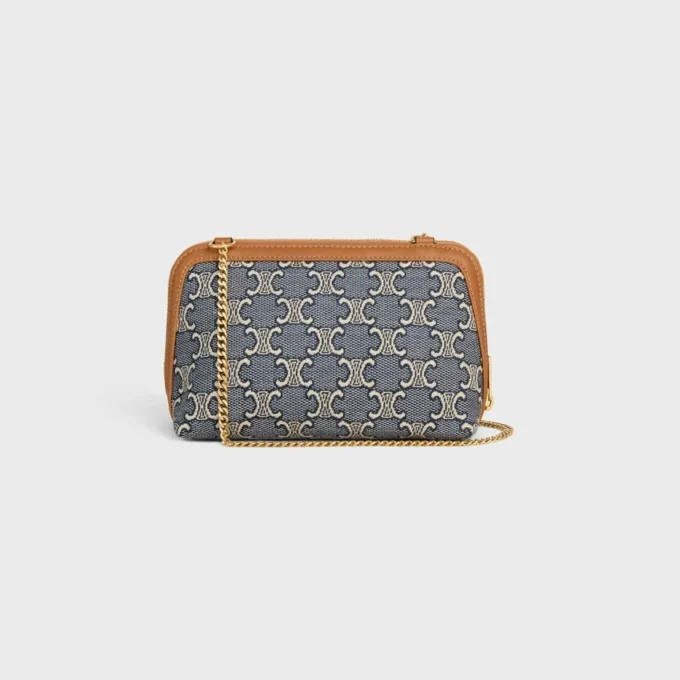 Bolso de mano con cadena en jacquard Triomphe integral Bolso de mano con cadena en jacquard Triomphe integral