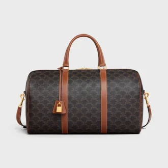 Bolso de viaje mediano en Triomphe Canvas y piel de becerro