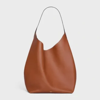 Bolso Hobo grande en piel de becerro natural flexible