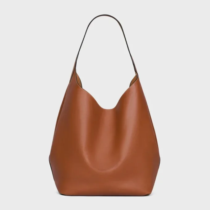 Bolso Hobo grande en piel de becerro natural flexible