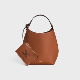 Bolso Hobo pequeño en piel de becerro lisa y flexible