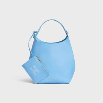 Bolso Hobo pequeño en piel de becerro lisa y flexible Bolso Hobo pequeño en piel de becerro lisa y flexible