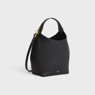 Bolso Hobo pequeño en piel de becerro lisa y flexible