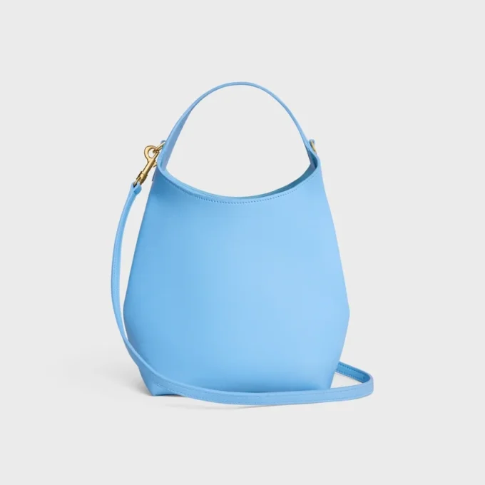 Bolso Hobo pequeño en piel de becerro lisa y flexible