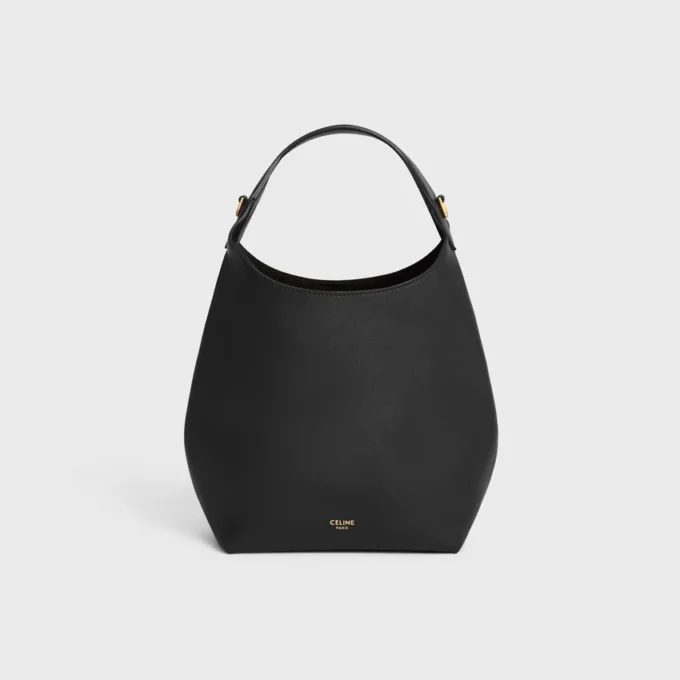 Bolso Hobo pequeño en piel de becerro lisa y flexible