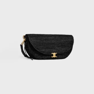 Bolso Little Halfmoon Soft Triomphe en rafia y piel de cordero