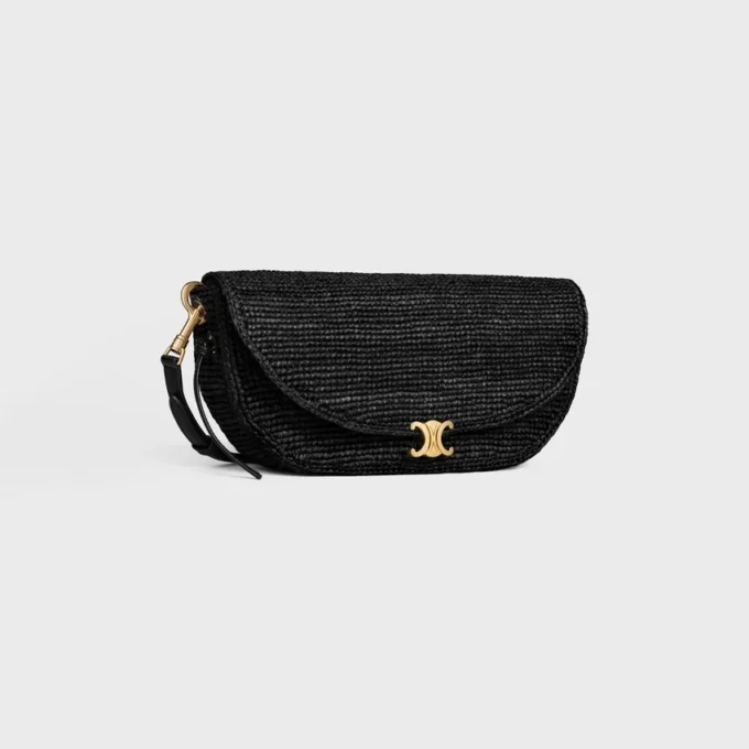 Bolso Little Halfmoon Soft Triomphe en rafia y piel de cordero Bolso Little Halfmoon Soft Triomphe en rafia y piel de cordero