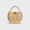 Bolso Louise mediano de rafia y piel de becerro Bolso Louise mediano de rafia y piel de becerro