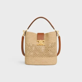 Bolso Louise mediano de rafia y piel de becerro
