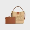 Bolso Louise mediano de rafia y piel de becerro Bolso Louise mediano de rafia y piel de becerro