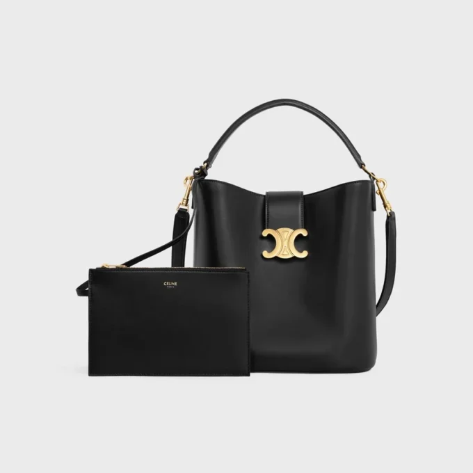 Bolso Louise mediano tipo cubo en piel de becerro lisa