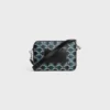 Bolso mensajero pequeño en Triomphe Canvas a rayas y piel de becerro