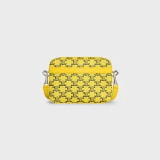 Bolso mensajero pequeño en Triomphe Canvas y piel de becerro