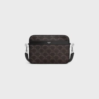 Bolso mensajero pequeño en Triomphe Canvas y piel de becerro