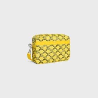 Bolso mensajero pequeño en Triomphe Canvas y piel de becerro