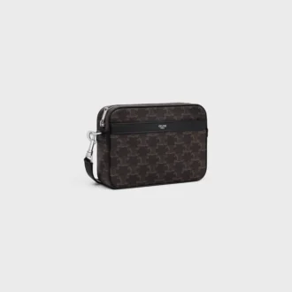 Bolso mensajero pequeño en Triomphe Canvas y piel de becerro