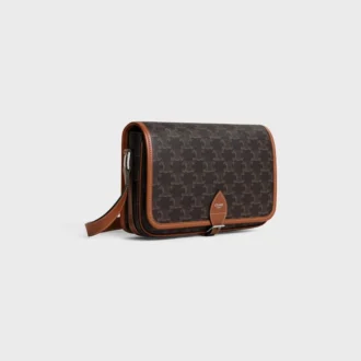 Bolso Messenger Folco pequeño en Triomphe Canvas y piel de becerro