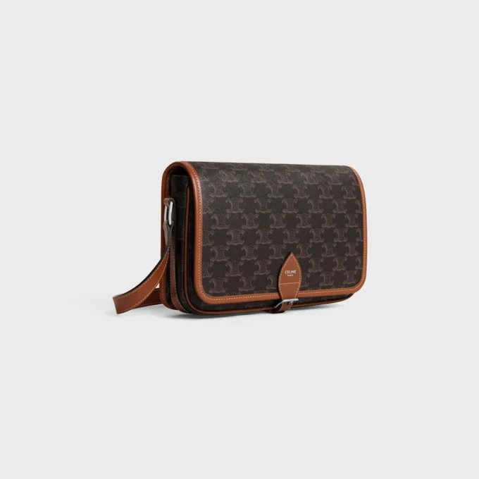 Bolso Messenger Folco pequeño en Triomphe Canvas y piel de becerro Bolso Messenger Folco pequeño en Triomphe Canvas y piel de becerro
