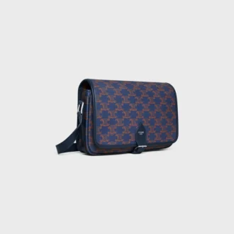 Bolso Messenger Folco pequeño en Triomphe Canvas y piel de becerro