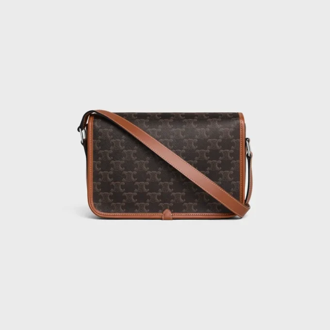 Bolso Messenger Folco pequeño en Triomphe Canvas y piel de becerro Bolso Messenger Folco pequeño en Triomphe Canvas y piel de becerro