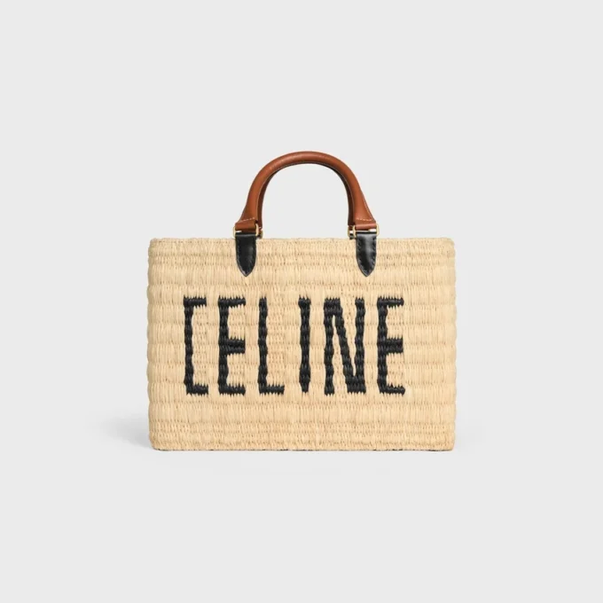 Bolso Panier de CELINE Paris en rafia y piel de becerro Bolso Panier de CELINE Paris en rafia y piel de becerro