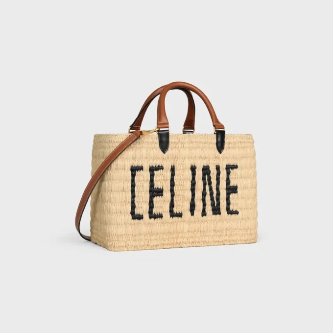 Bolso Panier de CELINE Paris en rafia y piel de becerro Bolso Panier de CELINE Paris en rafia y piel de becerro