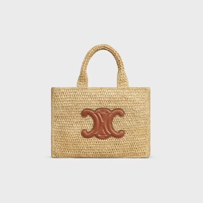 Bolso pequeño Cabas Thais de rafia y piel de becerro Bolso pequeño Cabas Thais de rafia y piel de becerro