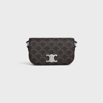 Bolso pequeño de bandolera Triomphe en Triomphe Canvas y piel de becerro