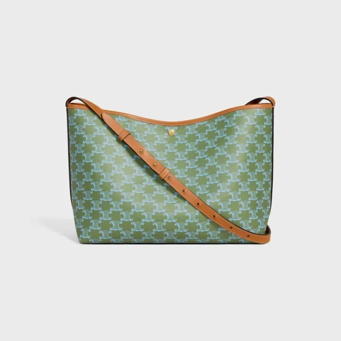 Bolso shopper blando en Triomphe Canvas y piel de becerro Bolso shopper blando en Triomphe Canvas y piel de becerro