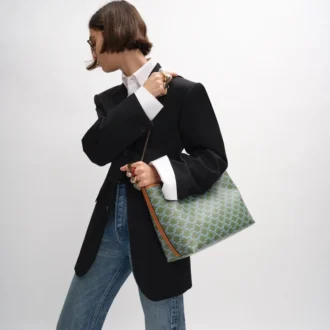 Bolso shopper blando en Triomphe Canvas y piel de becerro