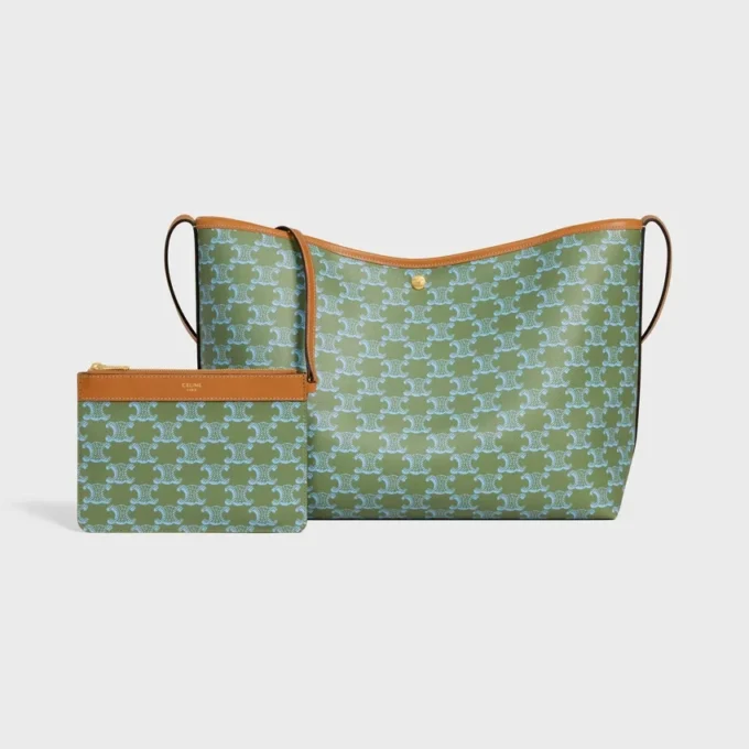 Bolso shopper blando en Triomphe Canvas y piel de becerro Bolso shopper blando en Triomphe Canvas y piel de becerro